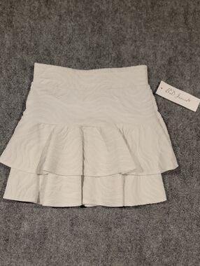 White Tiered Ruffle Mini Skirt By BD Junior. Size 2 NWT